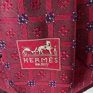 Hermes Red and Purple Patterned Tie